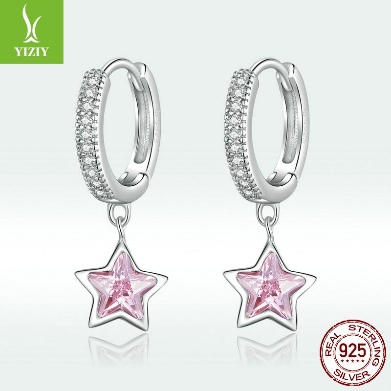 

Pink Pentagram Earrings Ladies Internet Celebrity Niche Temperament Star Earrings Bse414 925 silver