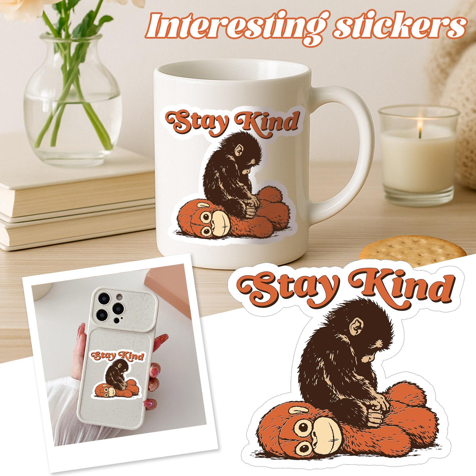 

Monkey-shaped Stickers, 5-pack, Cute Monkey Hug Design, You Can t Help But Love Them, Vinyl Stickers, 3 Inches. One Size