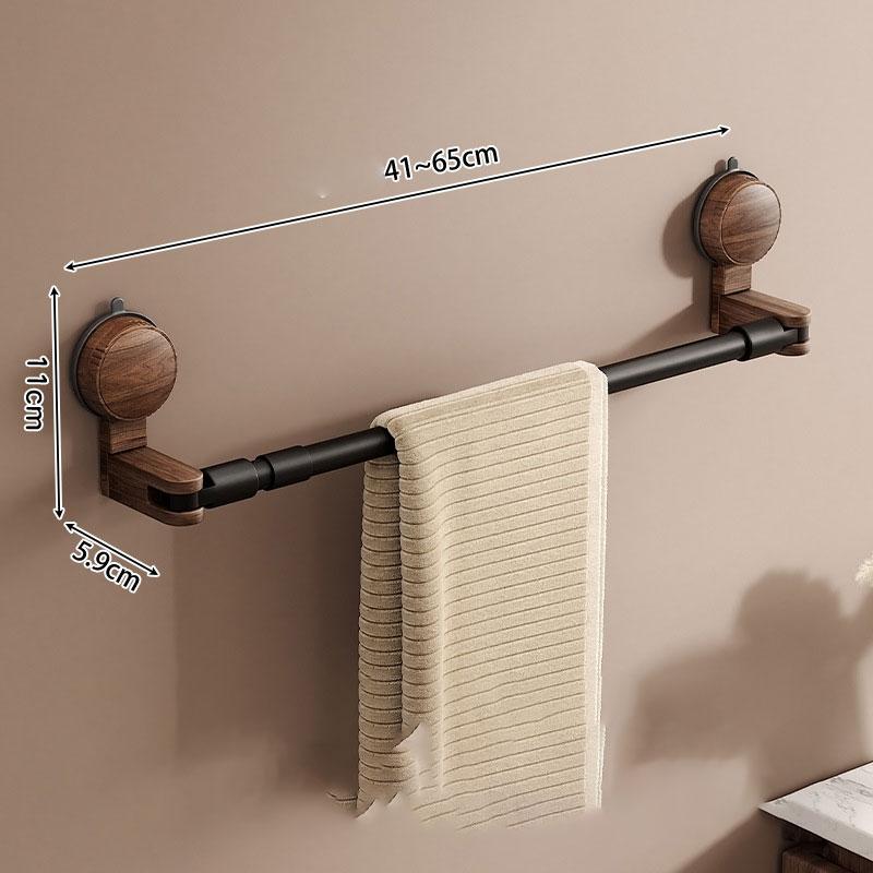

Suction cup retractable towel rack for bathroom no punching walnut wood bathroom towel pole towel storage rack for towels