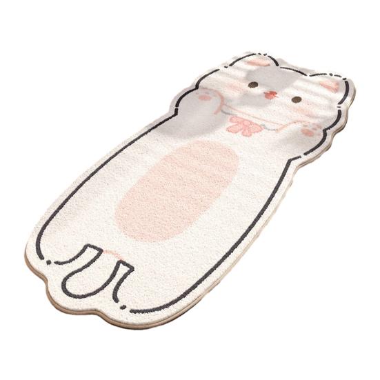 Cute Cat Bath Rug, Irregular Animal Shaped Floor Mat, Soft Absorbent Non Slip Area Carpet for Bath Tub, Shower, Bedroom, Living Room