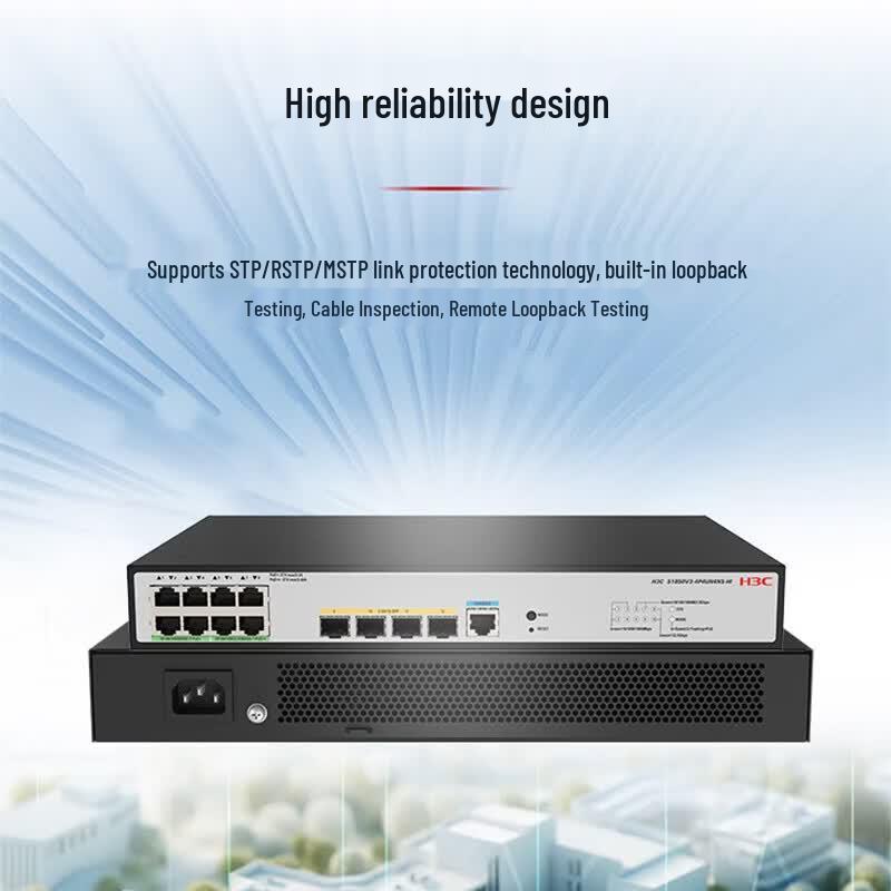 H3C S1850V3-4P4UN4NS-HI 8-Port Web-Managed PoE Switch