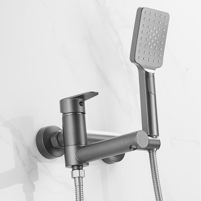 Brass Bathtub Shower Faucet Set Bathroom Single Handle Wall Mounted Bath Tub Mixer Tap with Handshower and Swivel Spout