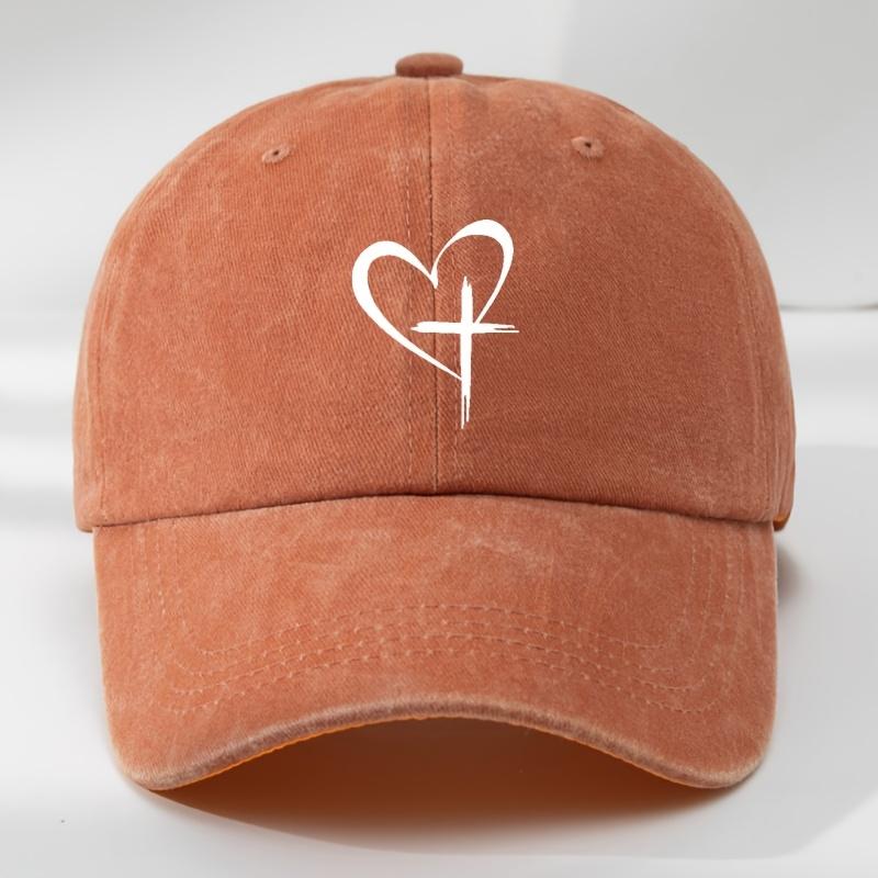 Love Cross Printed Baseball Cap Fashionable Outdoor Leisure Sports Sun Hat Washed Retro Soft Top Comfortable Peaked Cap