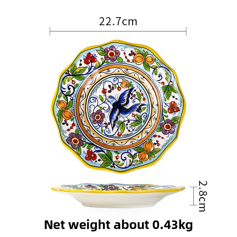 

Hand Painted Ceramic Steak Plate Creative Irregular Western Dish Salad Plate Home Decor
