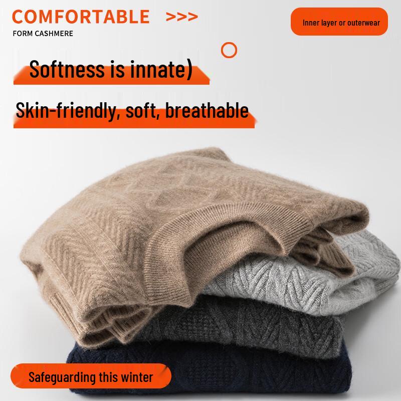 Hengyuanxiang Men's Pure Cashmere Pullover Sweater