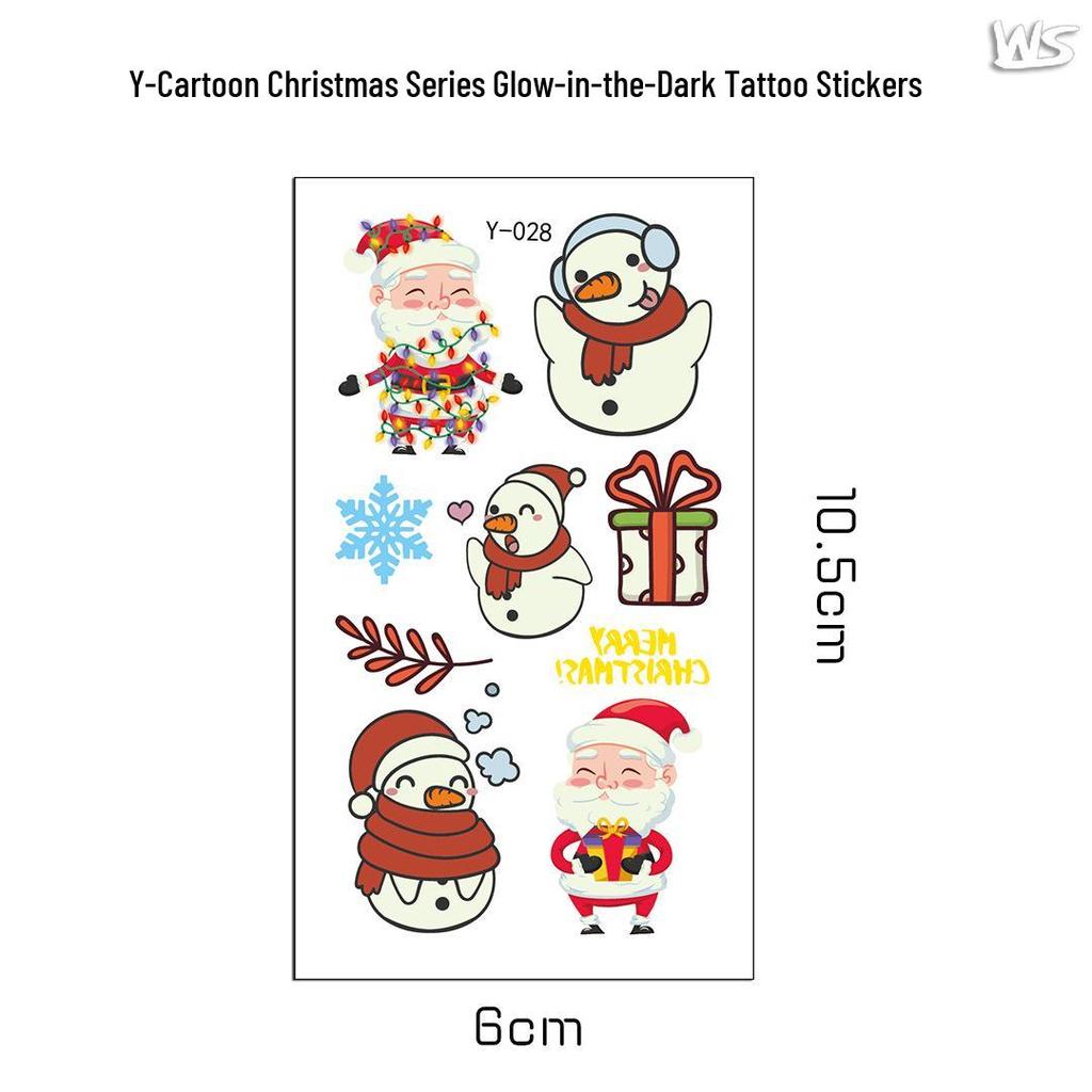 Creative Luminous Christmas & New Year Tattoo Stickers for Kids - Snowflake & Santa Designs