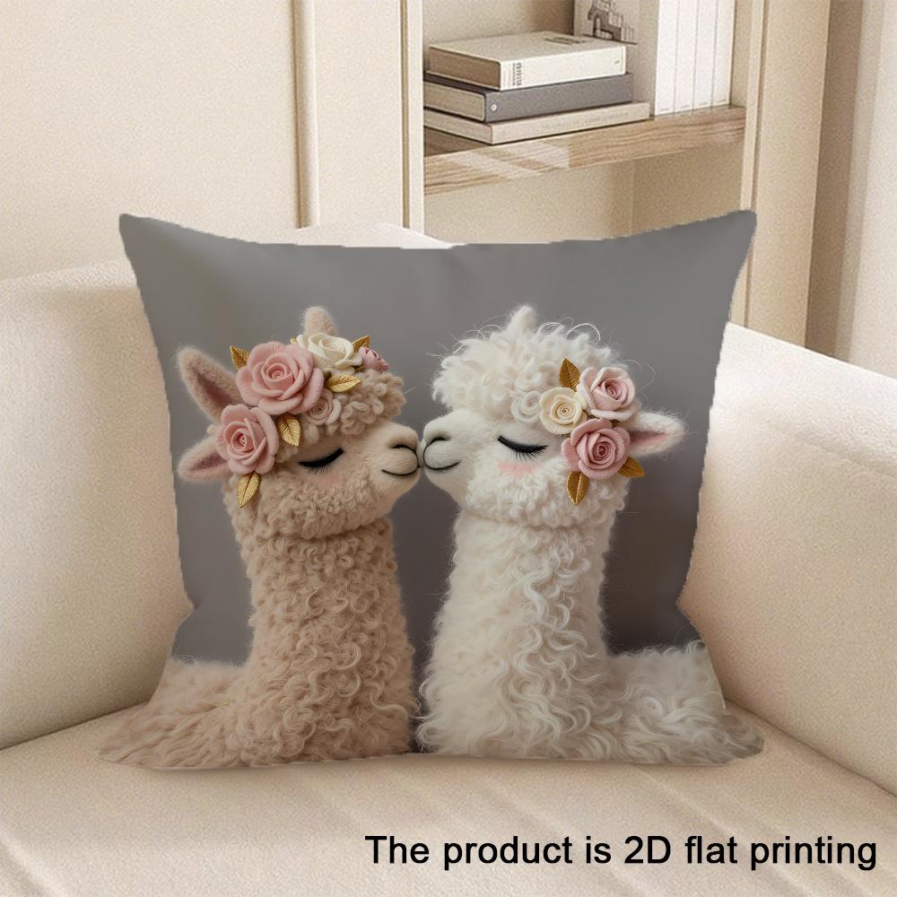 1Pc Cute Animal 2D Flat Printing Pillowcases Sofa Cushion Cover Home Bedroom Room Decoration