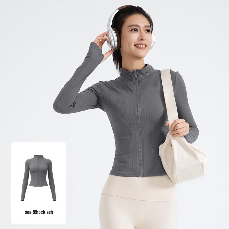 WEZHO Striped Ribbed Long-Sleeve Yoga Jacket