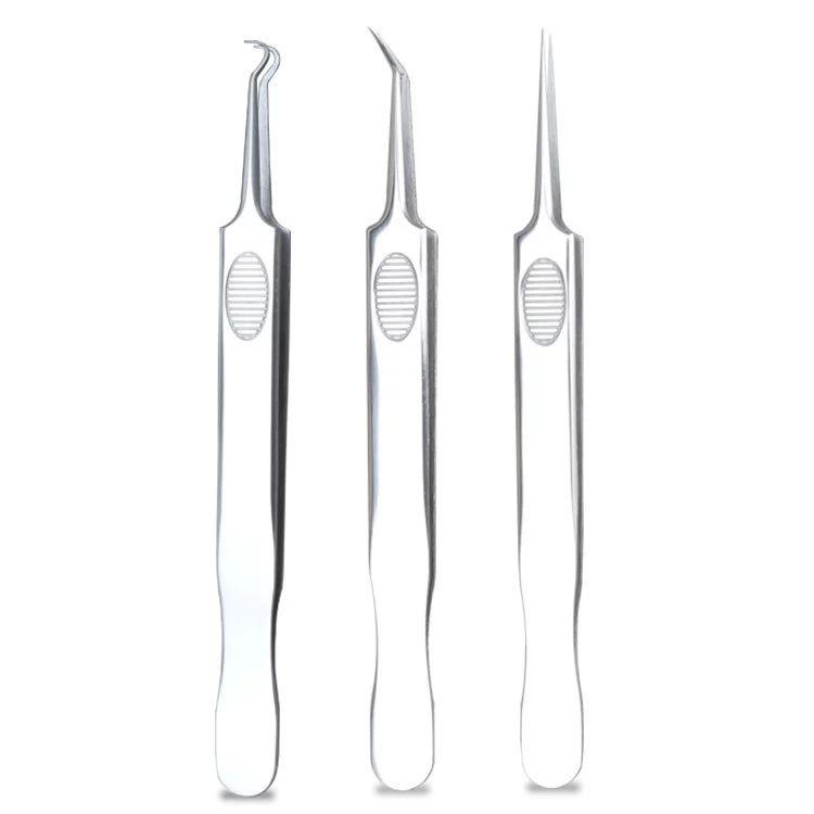 Stainless Steel Ultra-Fine Pimple Tweezers - Super Sharp Acne & Blackhead Removal Tool for Beauty Care