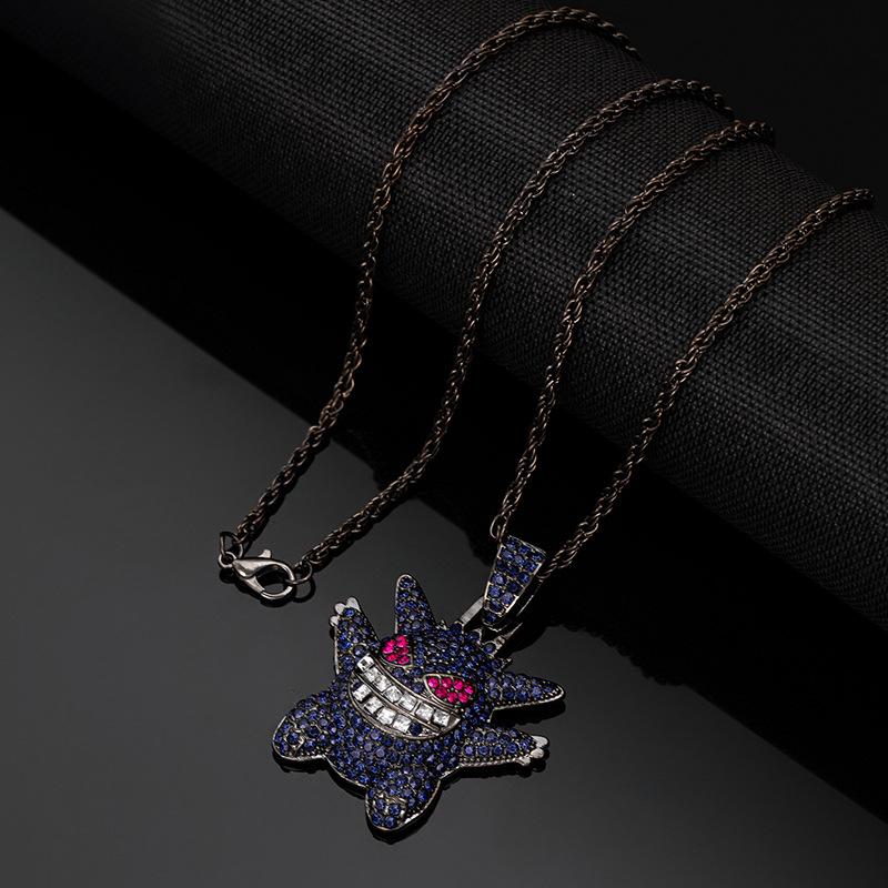 Halloween Devil Elf Diamond-encrusted Necklace Hip-hop and Funny Genggui Monster Hoodie Chain