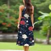 Women's Casual  Round Neck Midi Dress Basic Classic Outdoor Everyday Sleeveless Loose Boho Tie Dress  Summer Beach Sundress