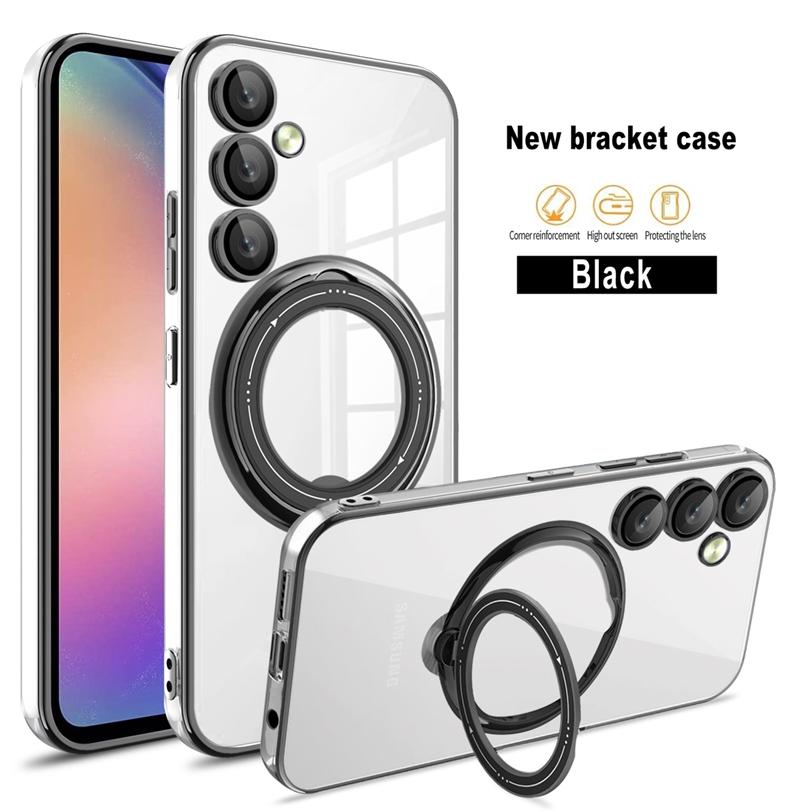Magsafe Magnetic Ring Wireless Charge Phone Cases For Samsung Galaxy A14 A24 A34 A54 Plating TPU Transparent Clear Cover