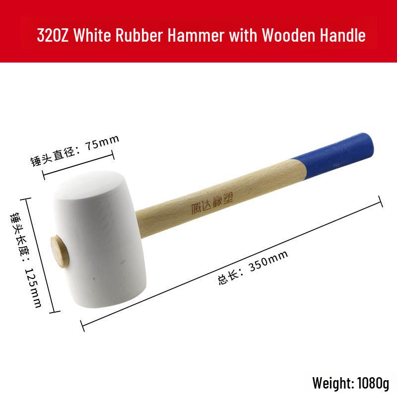 Tengda Solid Wood Handle Rubber Hammer for Tile Installation and Decoration