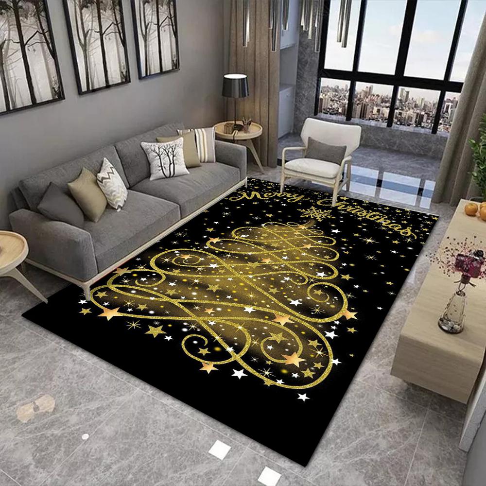 Christmas Theme Floor Mat Various Styles Glittering Trees Snowy Scenes and Festive Ornaments NonSlip Door Mat for Home Decor