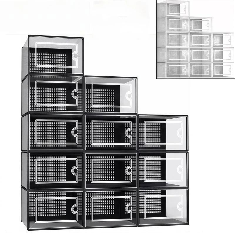 Shoe Box Organizer, Clear Stackable Plastic Storage for Sneakers, Dust-Proof Design To Keep Shoes Visible & Protected