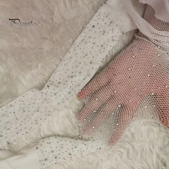 Ultra-thin Fishnet Stockings Women Sexy Pantyhose Shiny Rhinestone High Elasticity Anti-slip Ultrathin See-through Hot Hollow Out Soft Skinny