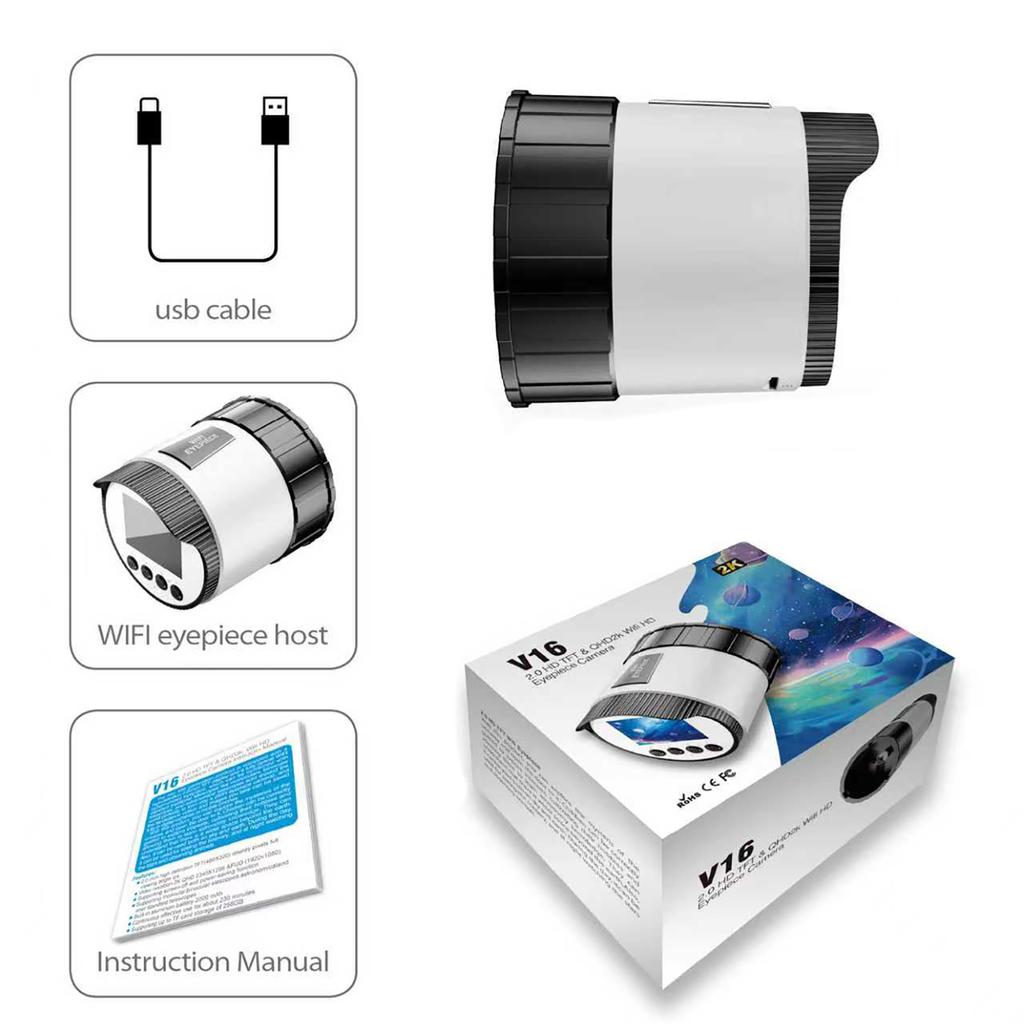 Electronic Eyepiece Camera with 2K HD Video & WiFi Telescope Camera Eyepiece Digital Eyepiece for Astronomical Telescope