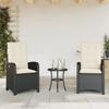 Vidaxl Folding Garden Chairs, 2 Pcs, Cushions, Black Rattan Pe