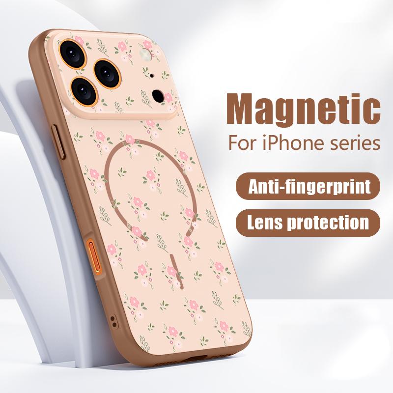 Black-white Peony Floral Pattern Case For iPhone 17 Pro Max Magnetic For Magsafe Hybrid Slim Matte Cover For iPhone 16 15 14 13 Pro Max