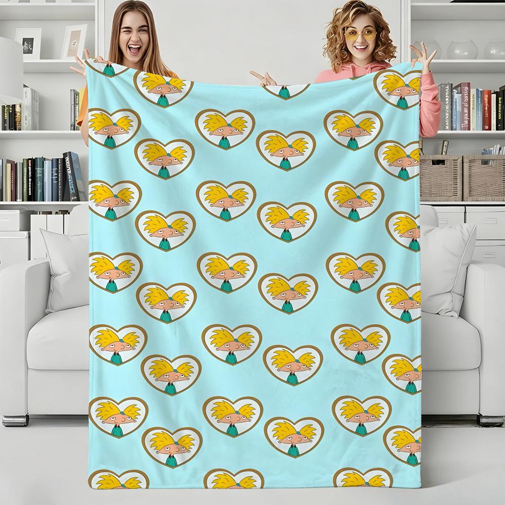 Cartoon H-Hey Arnoldss Throw Flannel Blanket Perfect for Sofa Office Bed Travel Sleep Read Relax Camping four season use