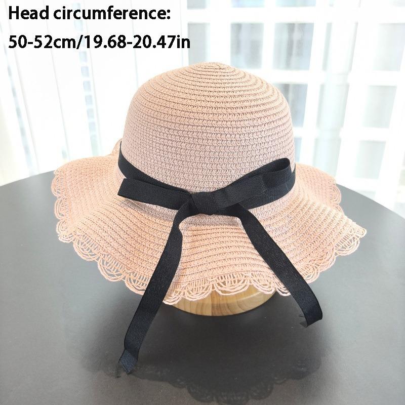 French-Style Wide-Brimmed Sunhat Bucket Hat Girl With Summer Bow For Seaside Outings Summer Bow Beach Hats