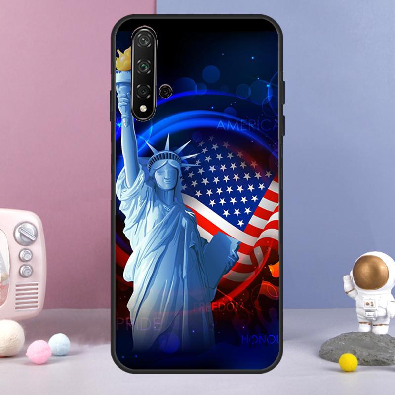America Flag Statue of Liberty For Huawei Nova Y72 Y61 Y91 Y73 Y90 Y70 Y60 12s 12i 11i 8i 9 10 SE P60 P30 Pro P40 Lite Case