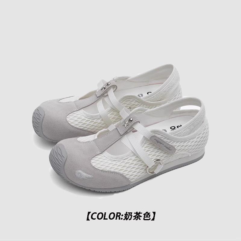 Mary Jane Single Shoes Women's 2025 Summer New Mesh Breathable Sports Sandals Flat-bottomed Versatile Casual Forrest Gump Shoes