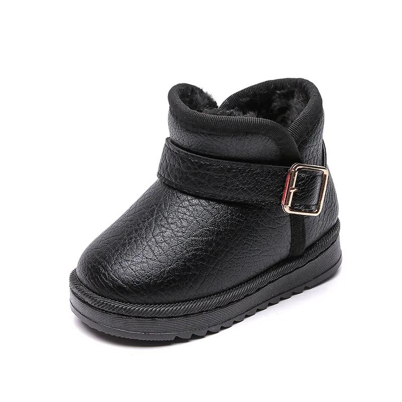 

Latest Anti-skid Kids Snow Boots Super Thick Plush Children Winter Boots Fashion Ankle Strape Platform Shoes Child I07119 21 чорний