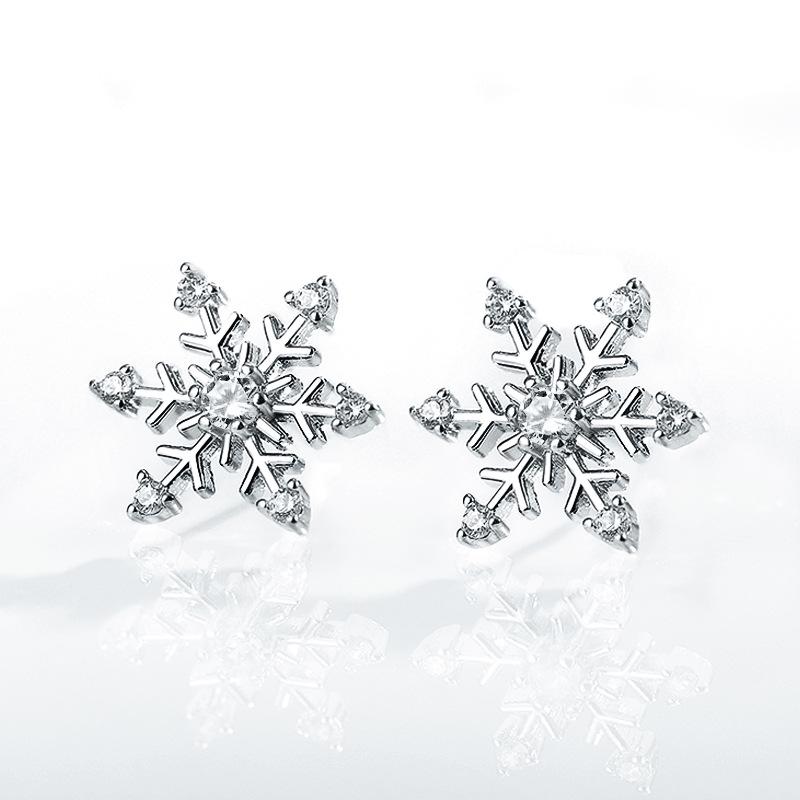 

Cao Shi Korean Snowflake Zircon Stud Earrings - Elegant Christmas Gift білий