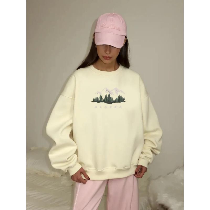 Stylish Loose Fit Round Neck Sweatshirt - Autumn/Winter European & American Trendy Top