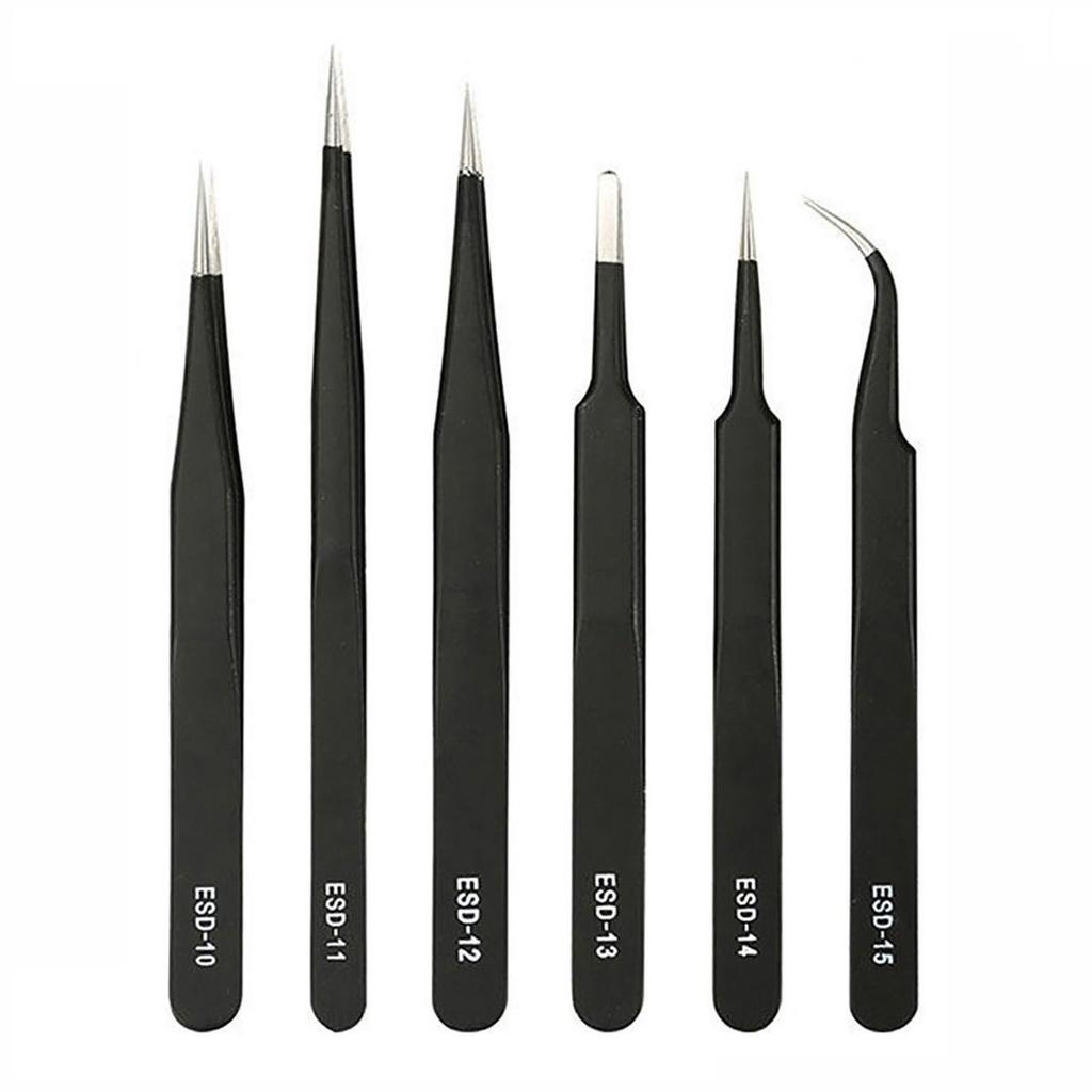 Black Coated Stainless Tweezers Ergonomic Tweezers Electronics Disassembly for Electronic Device Repair & Model Making