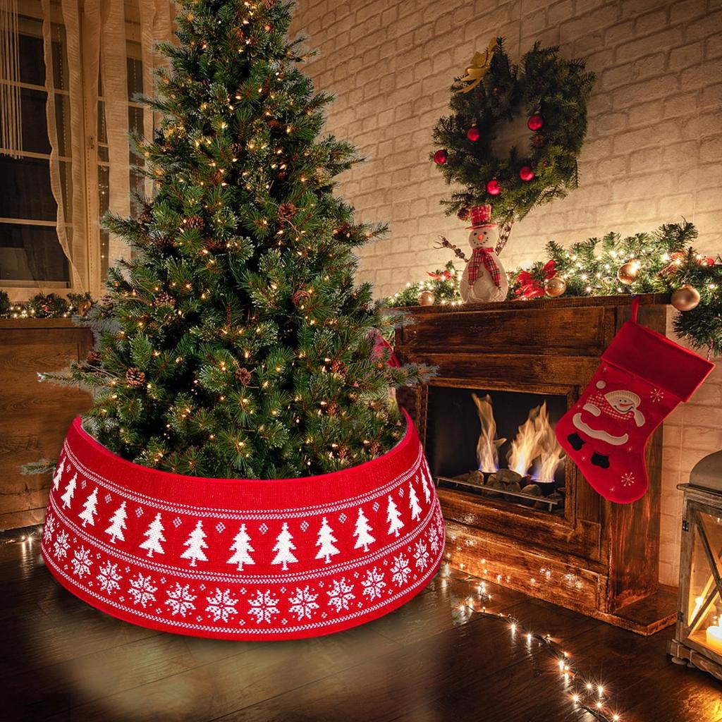 Weihnachtsbaumrock Kragen Verstellbarer Gestrickter Weihnachtsbaumrock Ring Rustikale Weihnachtskrippe Feiertags-Heimdeko