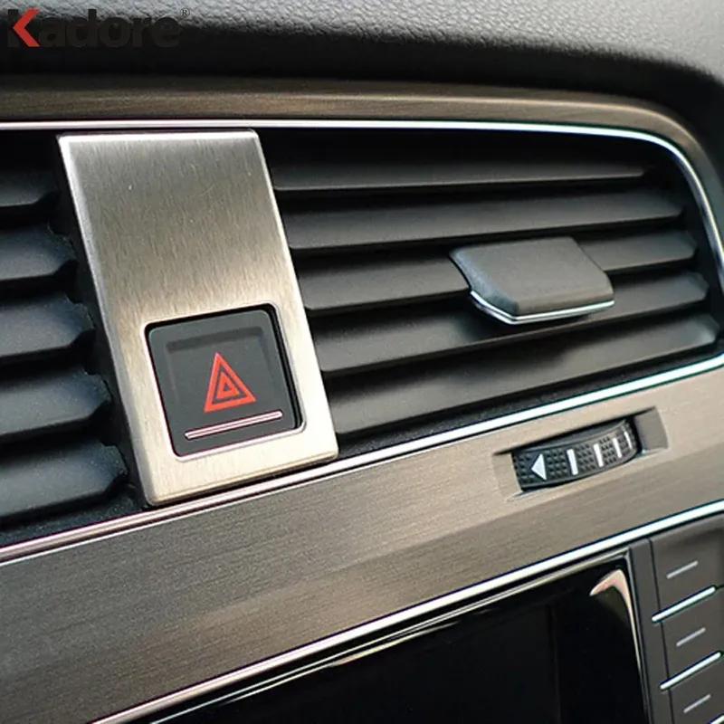 For Volkswagen VW Golf 7 2013-2016 2017 2018 Steel Car Double Flash Light Emergency Light Button Cover Trim Interior Accessories