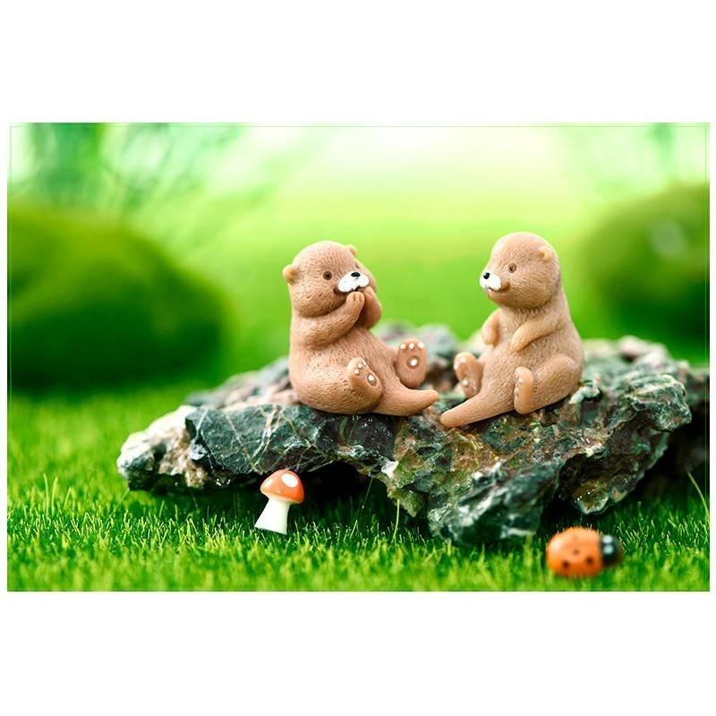 Cute Resin Otter Keychain Artistic Cartoon Miniature Ornament Diy Accessory