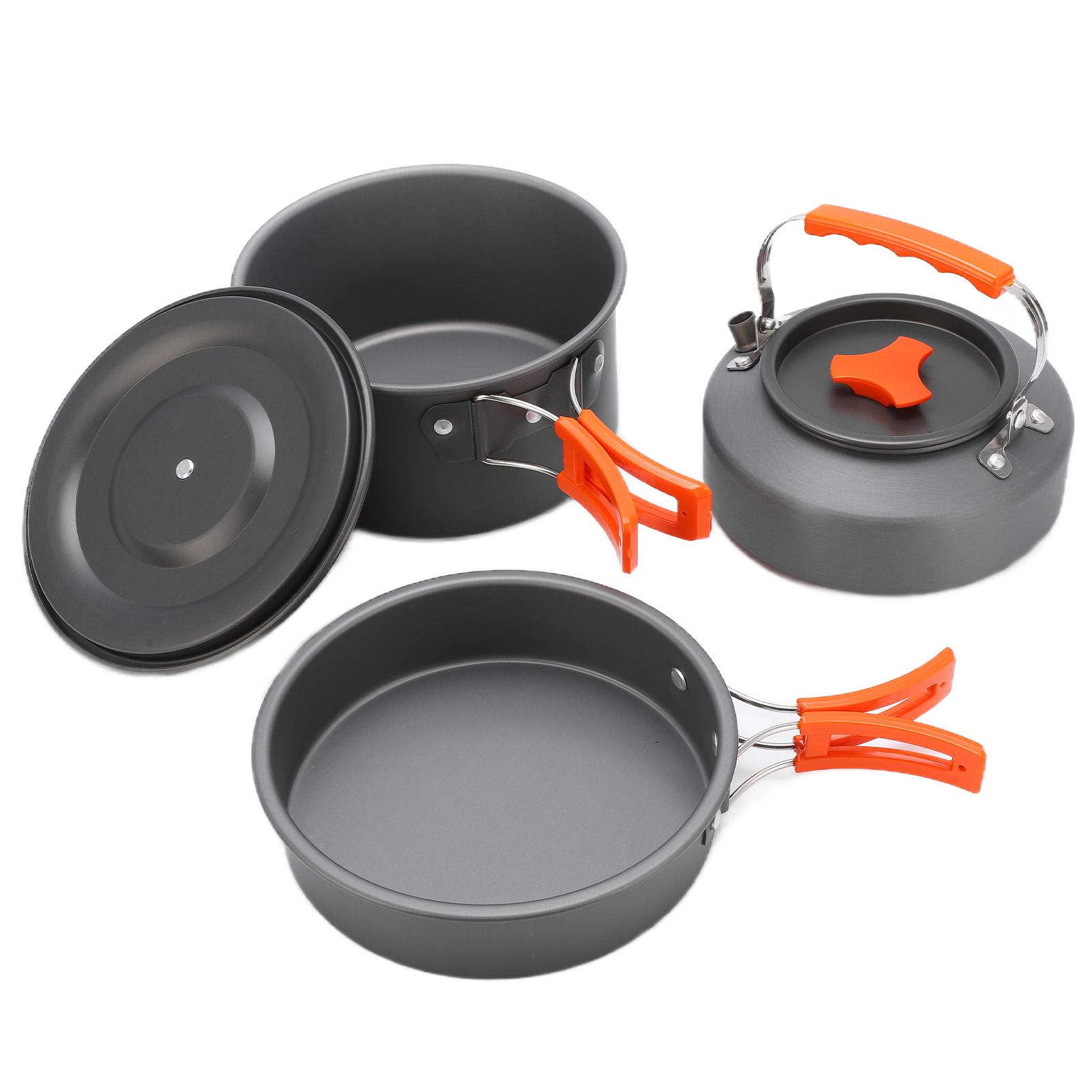 

Кастрюля с комбинацией столовых приборов, антискользящее антипригарное покрытие, легко моется, походный набор посуды