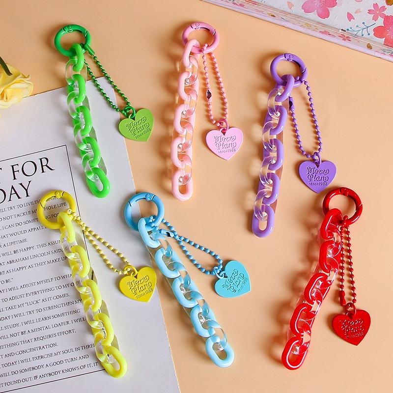 Sweet Cartoon Cute Heart Shaped Keychain Pendant Creative Chain Key Ring  Bag Hanging Decoration Accessories Gifts