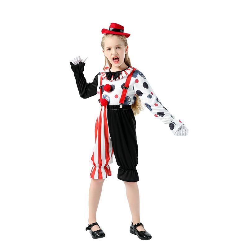 Colorful Polyester Clown Costume For Kids Perfect For Halloween Performance And Stage Shows