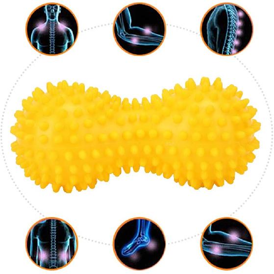 Массажный мяч для йоги Dilwe, ПВХ колючий массажный мяч-арахис для йоги, фасциальный мяч для фитнес-упражнений на открытом воздухе и в помещении(желтый)