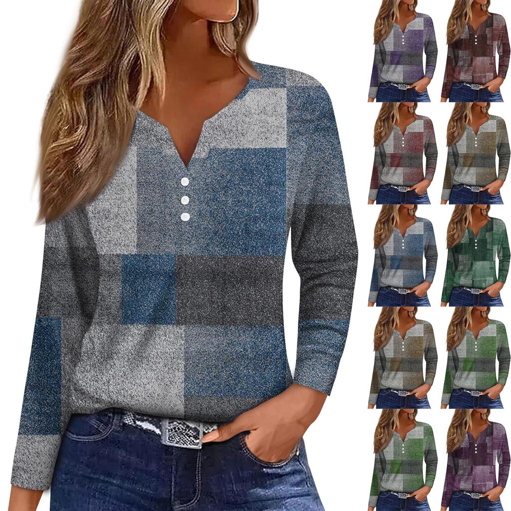 Women's T Shirt Tee Button Floral Print Long Sleeve Daily Weekend Fashion Basic V-Neck Regular Top