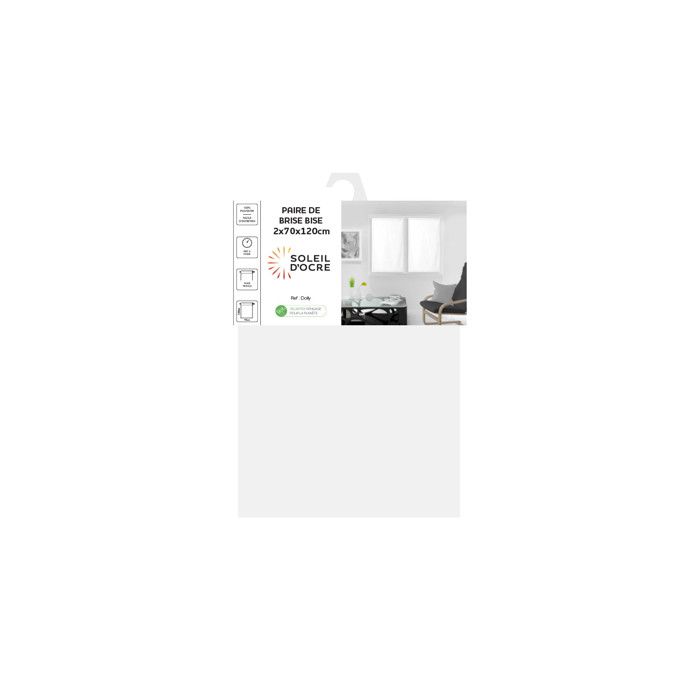 SUCRE D'OCRE Paire de brise bise DOLLY 70x120 cm - Blanc