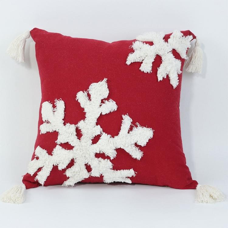 Christmas Tufed Pillow Cover Cotton Embroidered Couch Living Room Bedroom