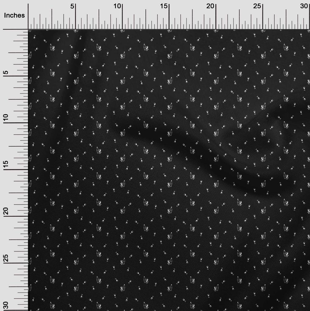 oneOone Cotton Flex Black Fabric Wine Dress Material Fabric Print Fabric By The Yard 40 Inch
