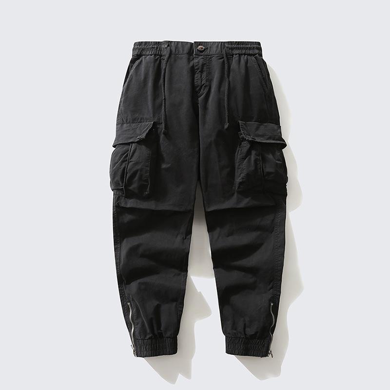 New men's American retro fashion multi-pocket loose leggings