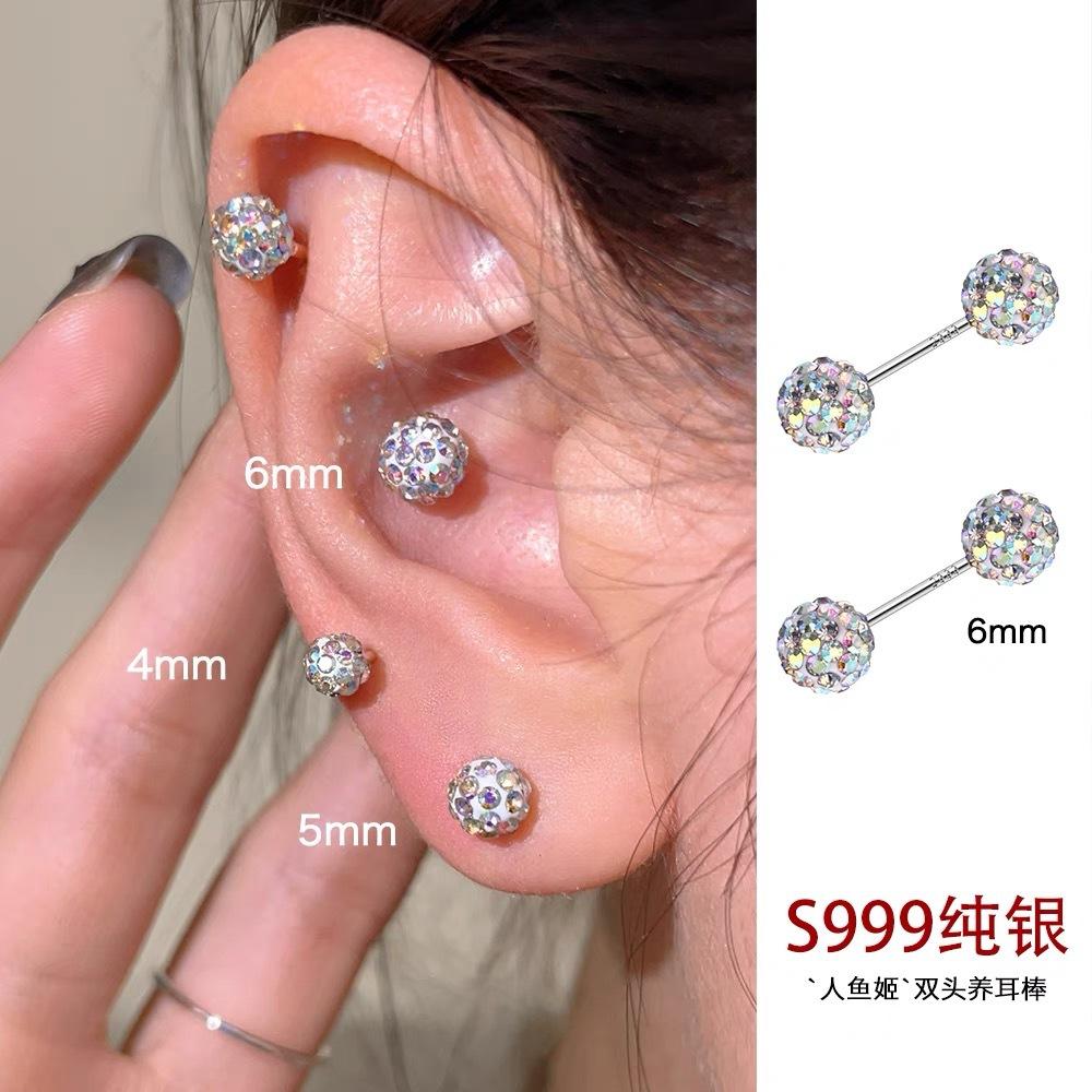 Sterling Silver Screw Ear Bone Nail Niche Premium Sense Zircon Cochlear Nail Personality Simple Diamond Earrings Earrings Women