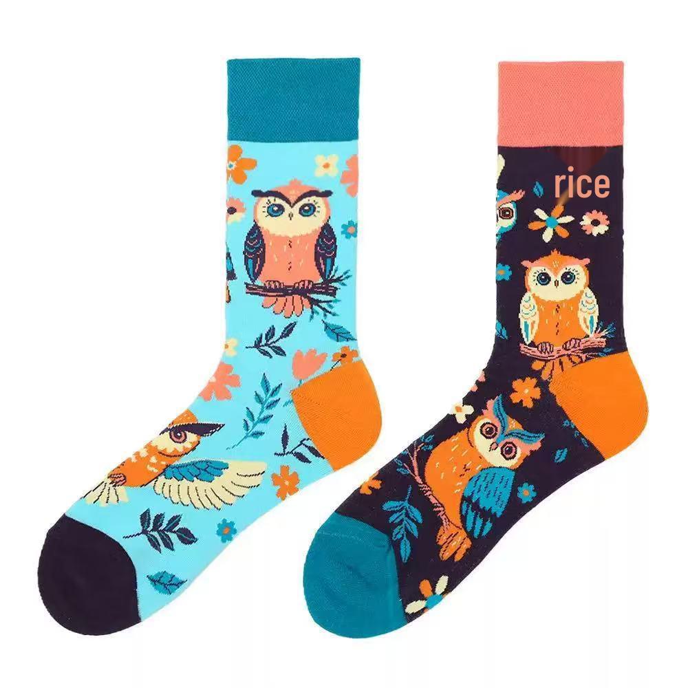 SMLSOX Summer Asymmetrical Mandarin Duck Couple Mid-Calf Colorful Christmas Cotton Fashion Socks