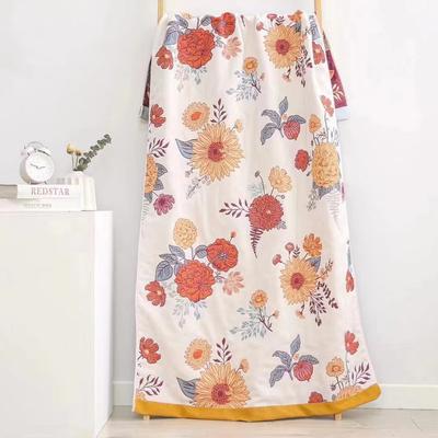 80x160cm Orange Blumen Badetuch Reine Baumwolle Weiches Saugfähiges Schnelltrocknendes Handtuch Strandtuch für Frauen, 1 Stück