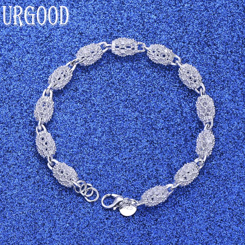 925 Sterling Silver Fashion Gift Oval Bracelet Jewelry