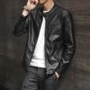 Spring and Autumn New Casual Leather Men's Jacket Korean Style Slim Trendy Handsome Green PU Leather Jacket Men's Clothing