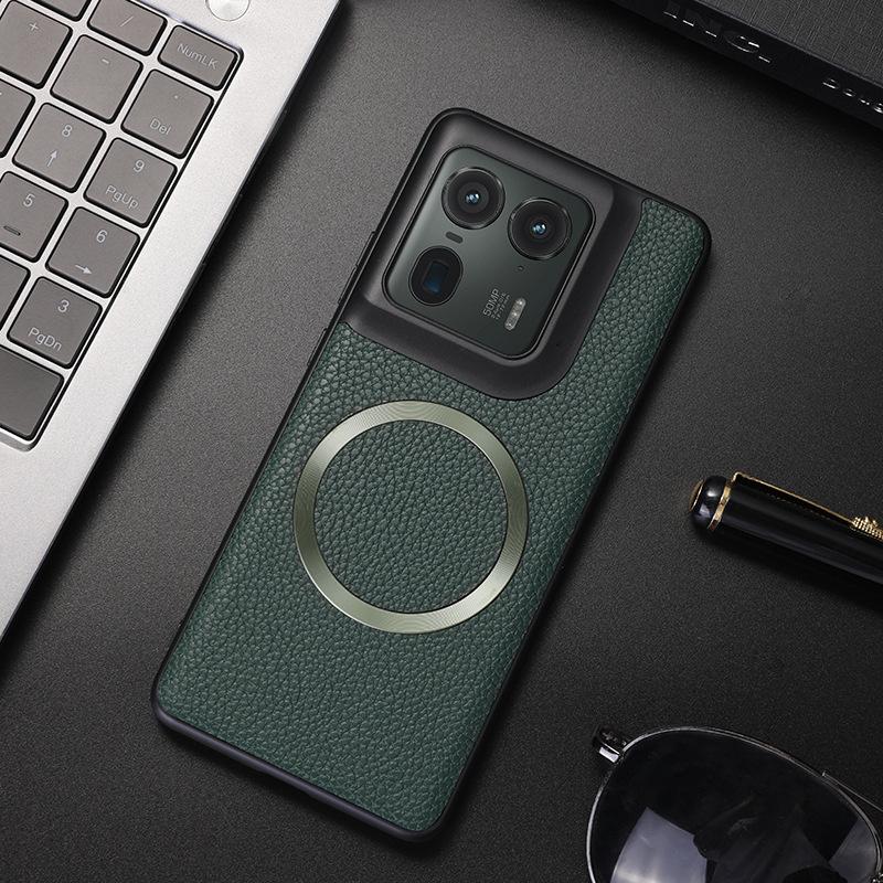 

Шкіряний чохол для телефону Lychee для Motorola G85 X50 Ultra S50 Neo для Magsafe Magsafing Cover для Moto Edge 50 Ultra 40 Neo Протиударна кобура For Edge 50 зелений