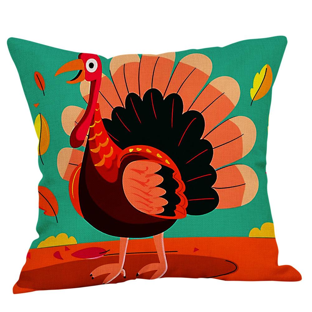 Cartoon Turkey Pattern Throw Pillow Covers With Digital Printing Of Short Plush Fabric Car-Shaped Sofa Cushion Office Home Decor